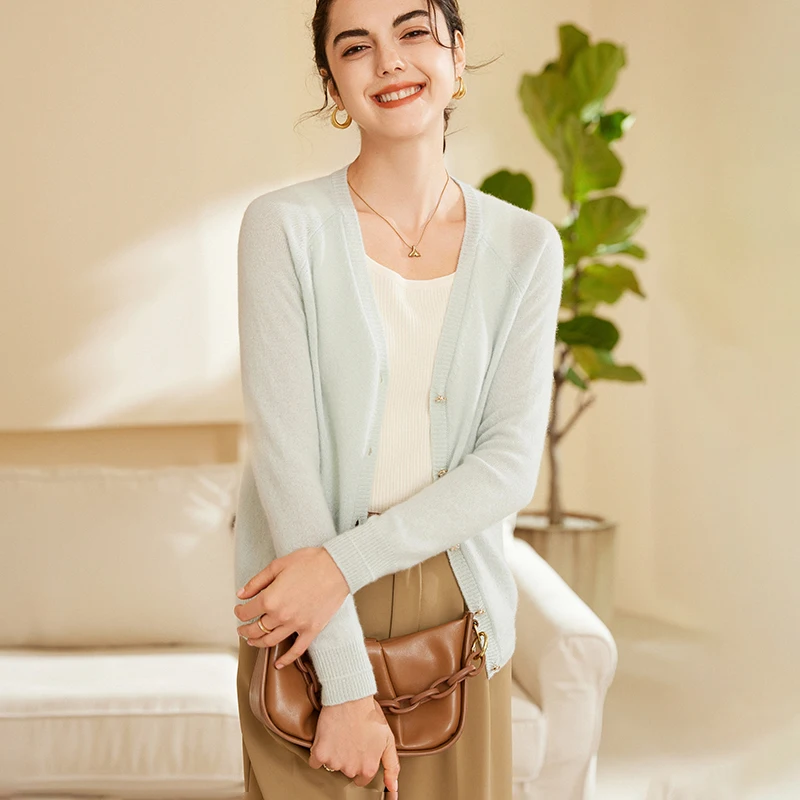 Women O-neck Cardigan For Spring Autumn 100% Cashmere Sweater Long Sleeve Pure Color Office Lady Basic Clothes Korean Style
Women O-neck Cardigan For Spring Autumn 100% Cashmere Sweater Long Sleeve Pure Color Office Lady Basic Clothes Korean Style