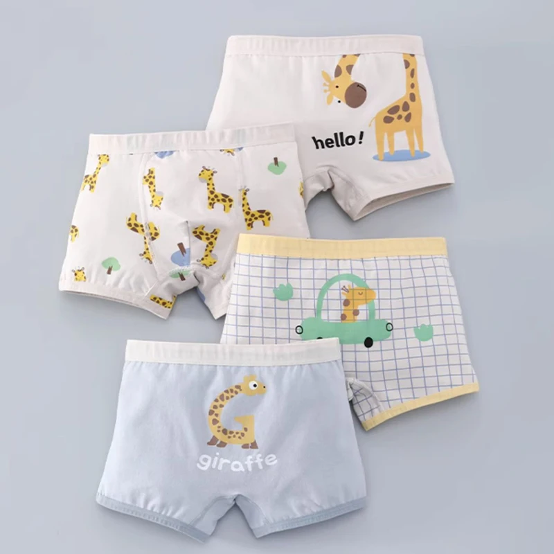 New 4 Pcs/pack Children Panties for Kids Boys Cotton Plaid Underwear Toddler Cartoon Giraffe Boxers Kids Breathable Underpants
New 4 Pcs/pack Children Panties for Kids Boys Cotton Plaid Underwear Toddler Cartoon Giraffe Boxers Kids Breathable Underpants