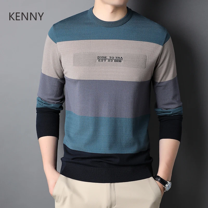 KENNY новые топы, осенне-зимний модный полосатый мужской свитер, пуловер с круглым вырезом, вязаная дизайнерская одежда, мужской свитшот
KENNY новые топы, осенне-зимний модный полосатый мужской свитер, пуловер с круглым вырезом, вязаная дизайнерская одежда, мужской свитшот