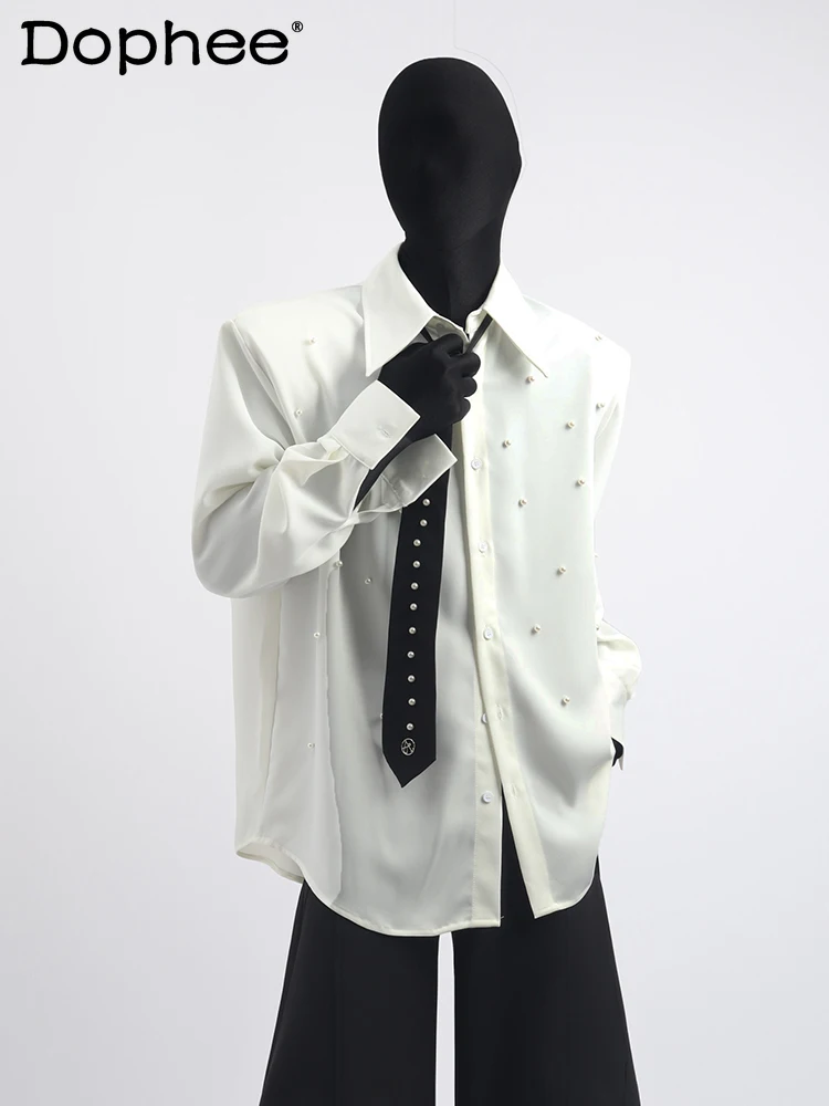 2025 New Korean Fashion Trend White Long Sleeve Shirt Handsome Men's High-end Heavy Beading Design Loose Tie Shirt
2025 New Korean Fashion Trend White Long Sleeve Shirt Handsome Men's High-end Heavy Beading Design Loose Tie Shirt