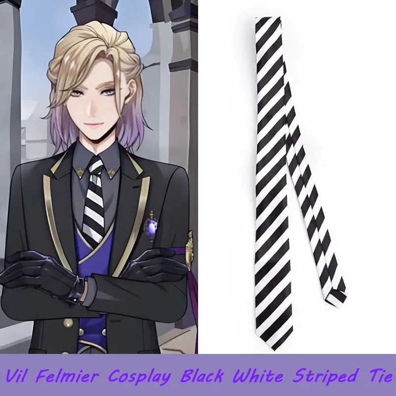 Anime Game Twisted-Wonderland Pomefiore Diasomnia Cosplay Vil Felmier Black White Striped Tie Unisex Halloween Party Accessories
Anime Game Twisted-Wonderland Pomefiore Diasomnia Cosplay Vil Felmier Black White Striped Tie Unisex Halloween Party Accessories