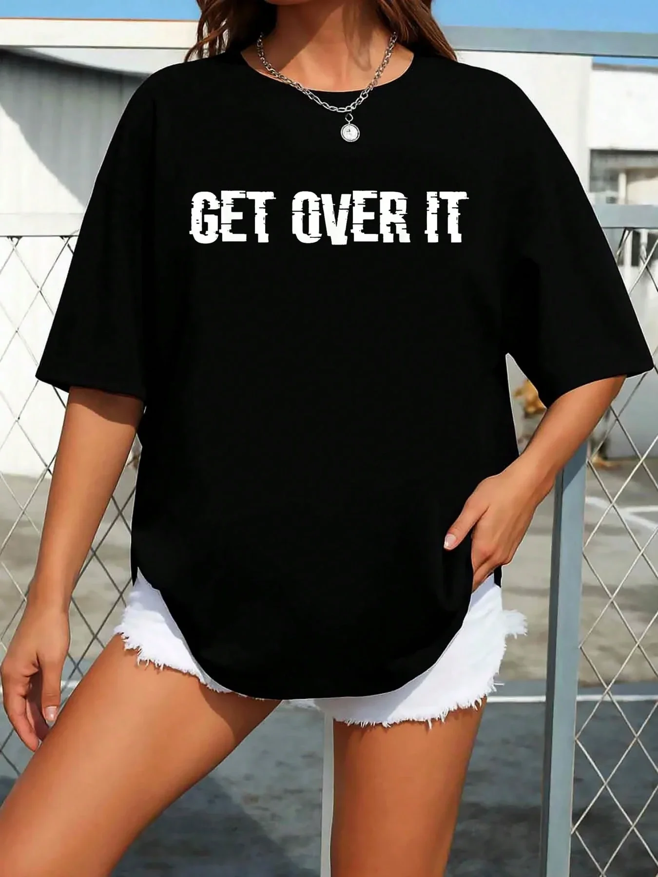American vintage distressed letter plus size women's T-shirt, sweet and cool hot girl oversize slim-fit style
American vintage distressed letter plus size women's T-shirt, sweet and cool hot girl oversize slim-fit style