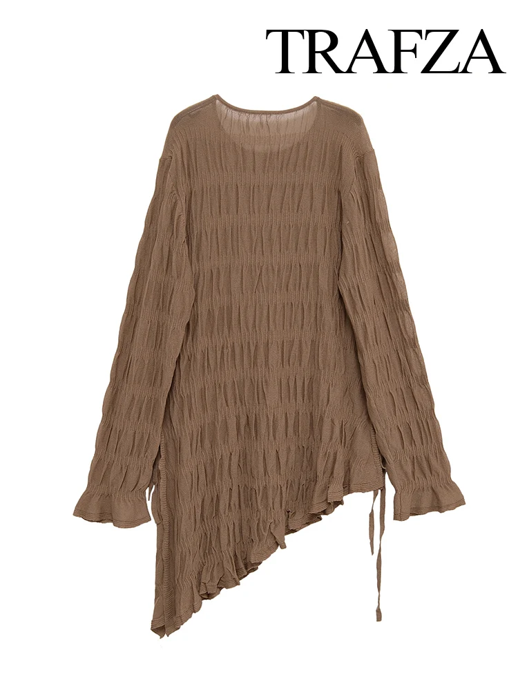 HH Women Autumn Fashion Lace-up Crew Neck Long Sleeve Knit Top Female Commuter Asymmetric Hem Pleated High Street Casual Top 
HH Women Autumn Fashion Lace-up Crew Neck Long Sleeve Knit Top Female Commuter Asymmetric Hem Pleated High Street Casual Top