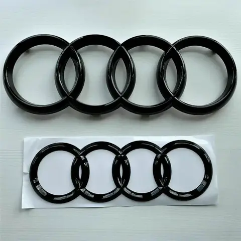 Audi A3 A4 A5 A6 A7 Q2 Q3 Q5 Q8 TT Black/Silver 4 Ring ABS Car Hood Front Bonnet Grill Rear Trunk Emblem Logo Badge Sticker