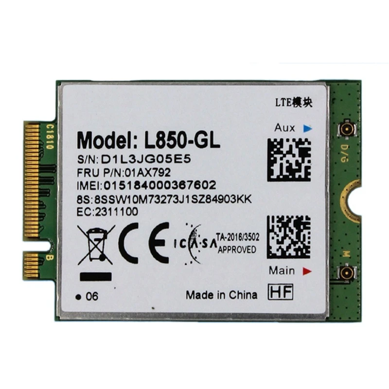 ABT-L850-GL 01AX792 Беспроводной модуль карты M.2 4G LTE для Lenovo Thinkpad X1 Carbon T480S T580 P52 X280 X390 X395 P53 T490
ABT-L850-GL 01AX792 Беспроводной модуль карты M.2 4G LTE для Lenovo Thinkpad X1 Carbon T480S T580 P52 X280 X390 X395 P53 T490