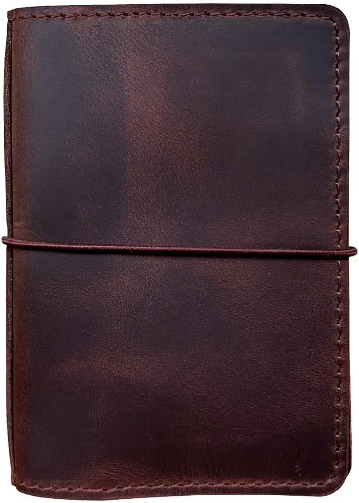 A6 Genuine Leather Traveler's Notebook Cover with Pen Holder & Card Slots, Dark Brown
A6 Genuine Leather Traveler's Notebook Cover with Pen Holder & Card Slots, Dark Brown