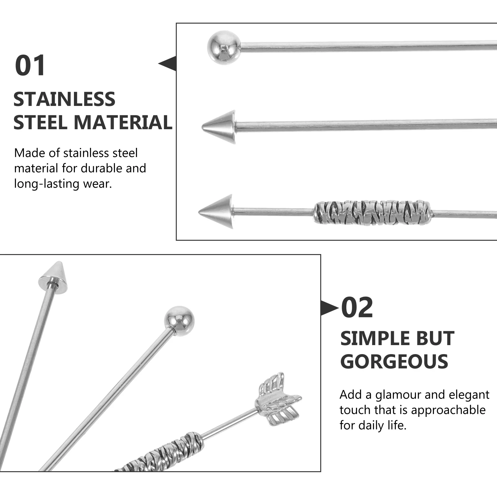 3 Pcs Ear Piercing Studs Industrial Jewelry Earrings for Women Barbell Cartilage
3 Pcs Ear Piercing Studs Industrial Jewelry Earrings for Women Barbell Cartilage