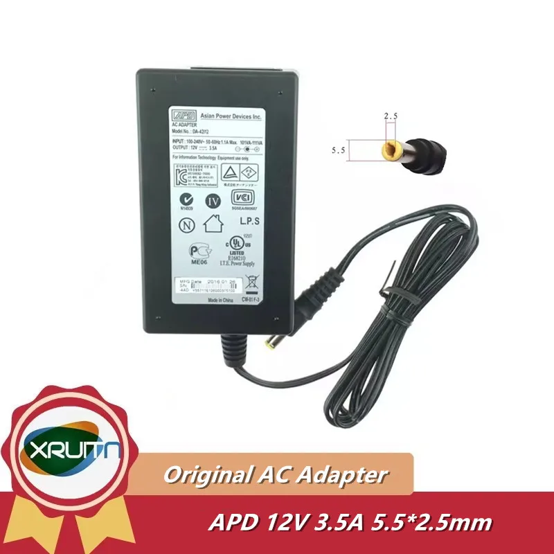 Genuine APD Asian Power Devices Inc. DA-42112 12V 3.5A AC Adapter Charger For Router Monitor Video Recorder Power Supply
Genuine APD Asian Power Devices Inc. DA-42112 12V 3.5A AC Adapter Charger For Router Monitor Video Recorder Power Supply