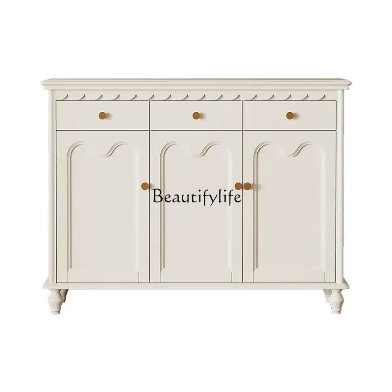French Style Solid Wood 3-Door Shoe Cabinet for Living Room Entryway American Light Luxury Simple White Cream Style
French Style Solid Wood 3-Door Shoe Cabinet for Living Room Entryway American Light Luxury Simple White Cream Style