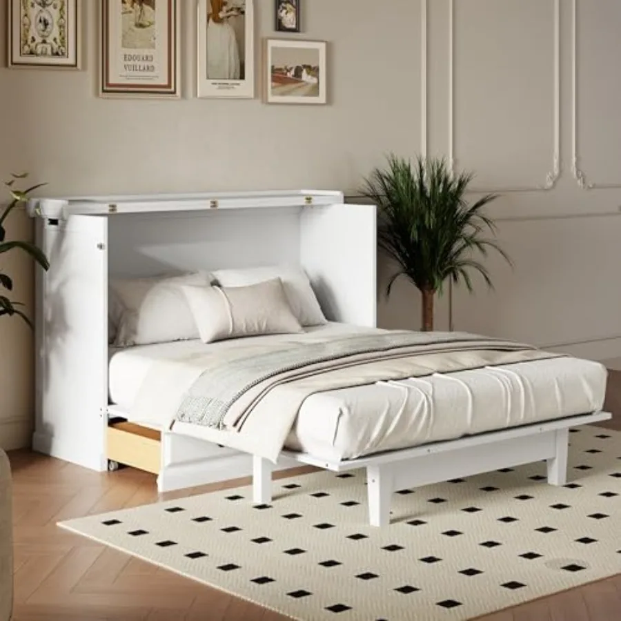 Murphy Bed Cabinet Full Size with Charging Station and Large Storage Drawer, Pine Wood Folding Wall Bed Frame, Space Saving, Ea
Murphy Bed Cabinet Full Size with Charging Station and Large Storage Drawer, Pine Wood Folding Wall Bed Frame, Space Saving, Ea