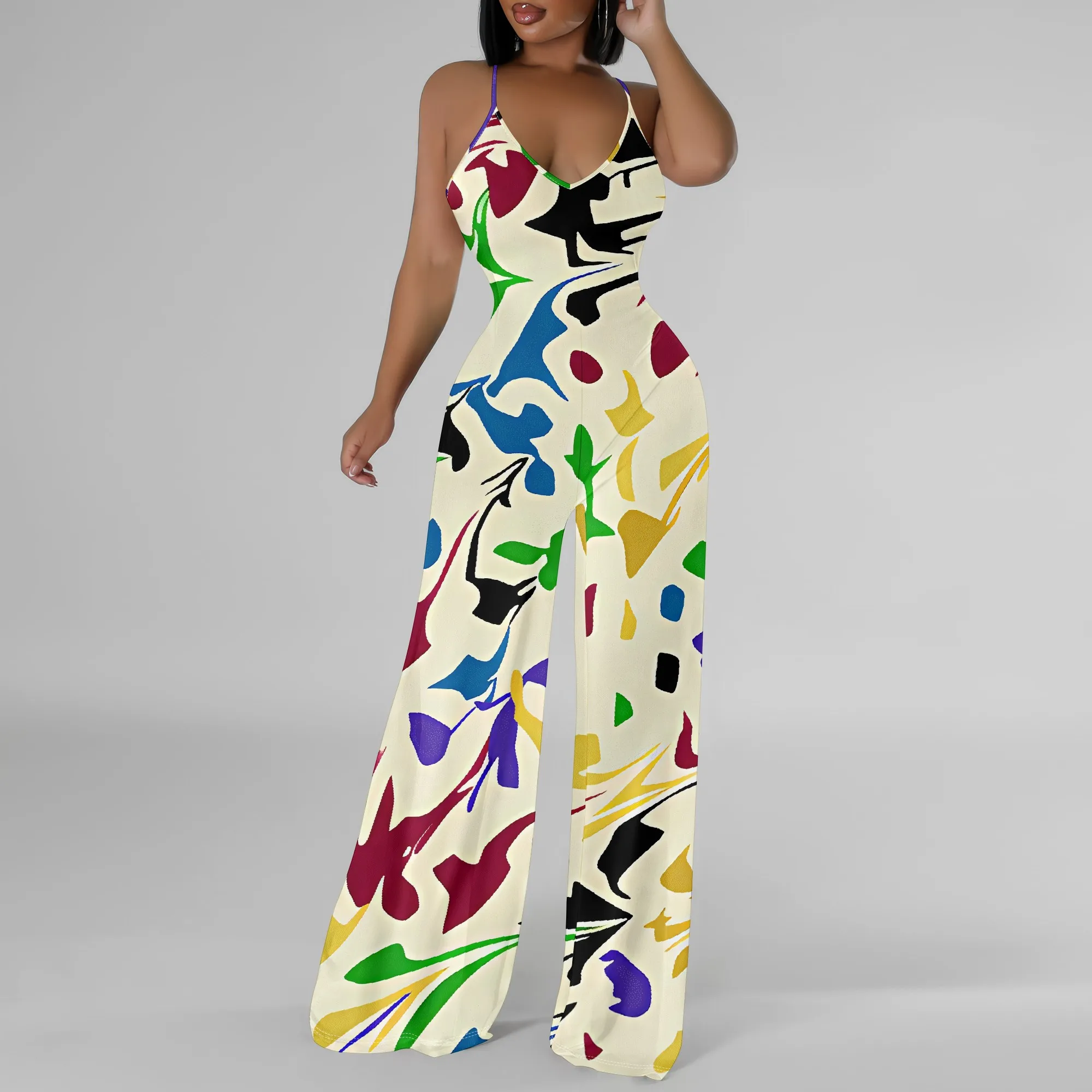 Women's Sexy Off Shoulder Backless Bodycon Crew Neck Spaghetti Strap Fashion Printed Casual Long Pants Jumpsuit
Women's Sexy Off Shoulder Backless Bodycon Crew Neck Spaghetti Strap Fashion Printed Casual Long Pants Jumpsuit