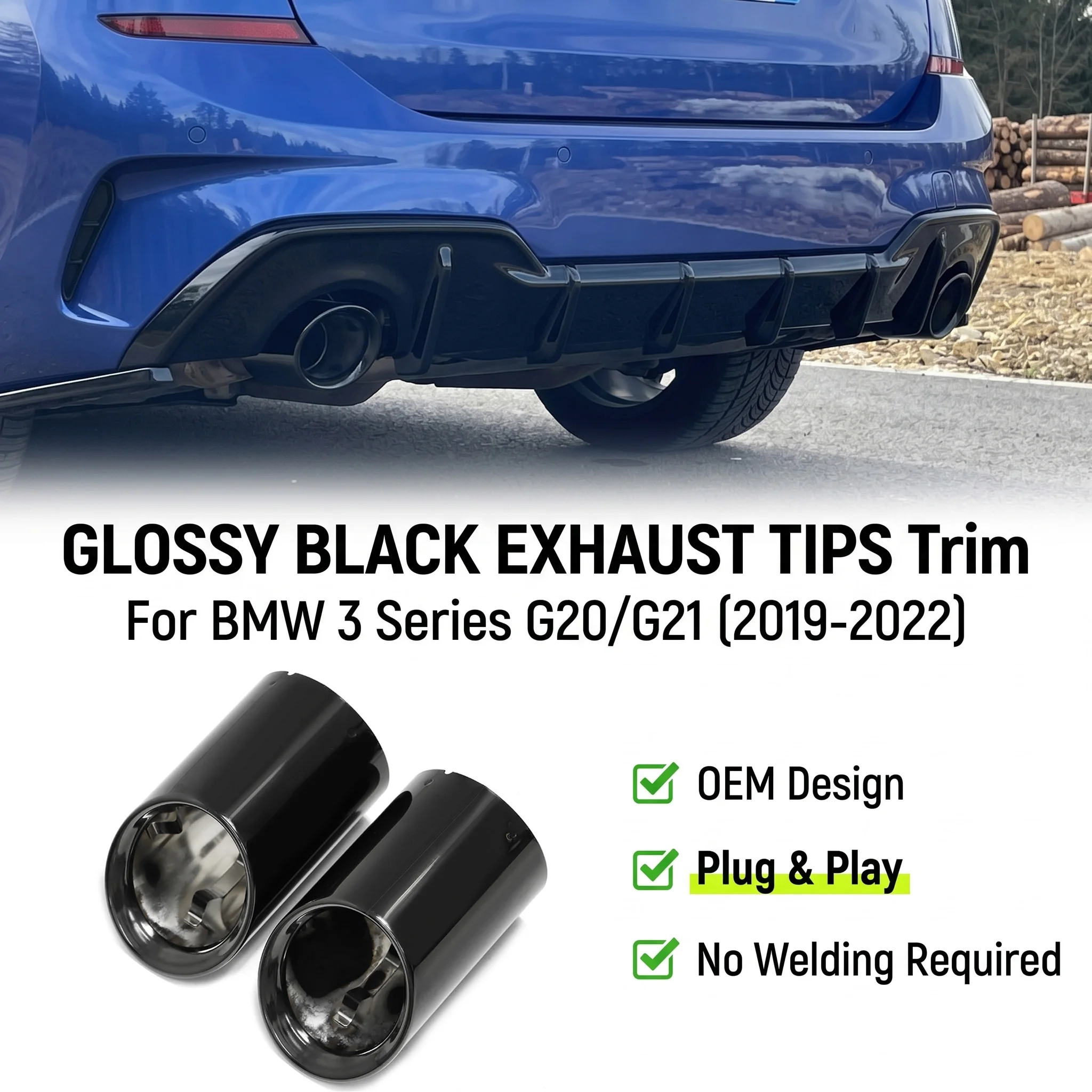 2 черных насадки на выхлопную трубу для BMW 3 серии G20 G21 (только для моделей до рестайлинга 2019-2022 гг.), подходят для 320i, 320d, 330i, 330e Touring Wagon, глушитель, выхлопная труба.
2 черных насадки на выхлопную трубу для BMW 3 серии G20 G21 (только для моделей до рестайлинга 2019-2022 гг.), подходят для 320i, 320d, 330i, 330e Touring Wagon, глушитель, выхлопная труба.