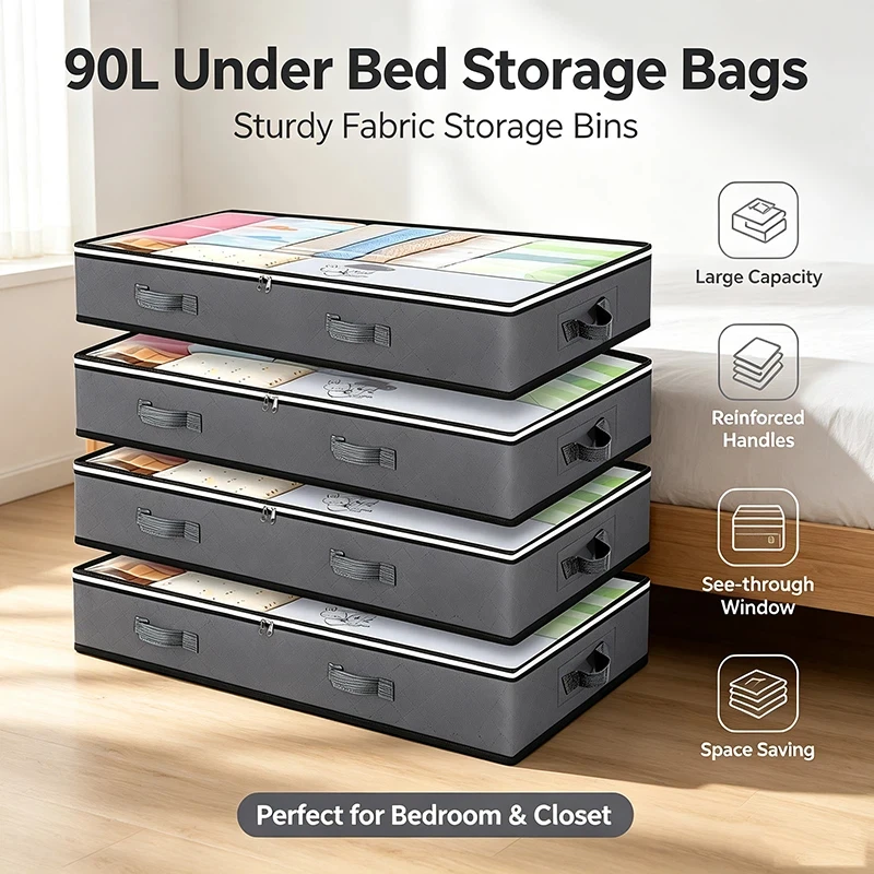 Large Capacity Under Bed Storage Bag with Clear Window Underbed Toy Organizers and Clothing Storage Bags Closet Storage Bins
Large Capacity Under Bed Storage Bag with Clear Window Underbed Toy Organizers and Clothing Storage Bags Closet Storage Bins