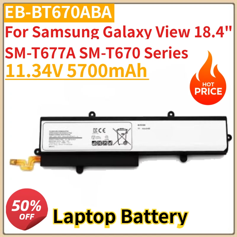 High Quality EB-BT670ABA Laptop Battery 11.34V 5700mAh For Samsung Galaxy View 18.4" SM-T677A SM-T670 Series
High Quality EB-BT670ABA Laptop Battery 11.34V 5700mAh For Samsung Galaxy View 18.4" SM-T677A SM-T670 Series