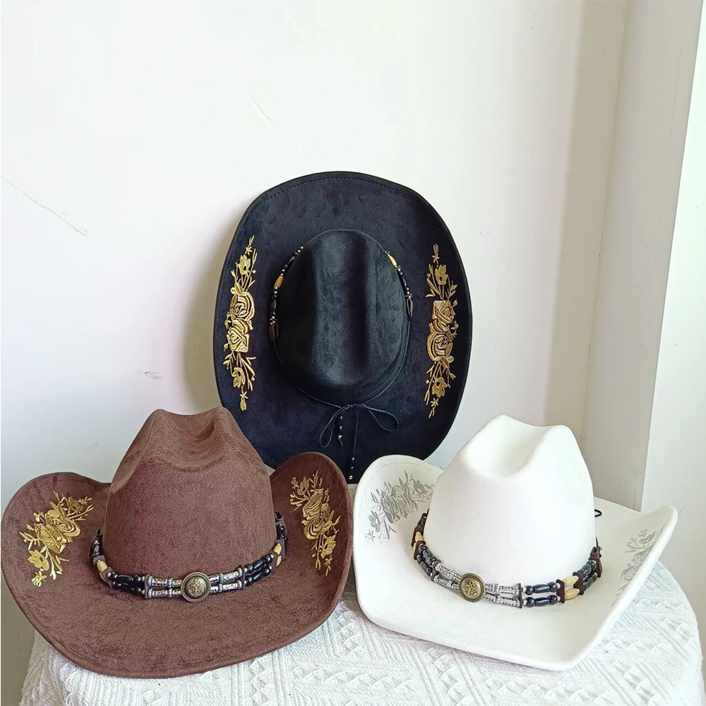 Suede Western CowboyHat White Cowboy Hat Silver and Turquoise Trimmed Retro Gentleman Cowboy Hat for Men and Women New Men's Hat
Suede Western CowboyHat White Cowboy Hat Silver and Turquoise Trimmed Retro Gentleman Cowboy Hat for Men and Women New Men's Hat