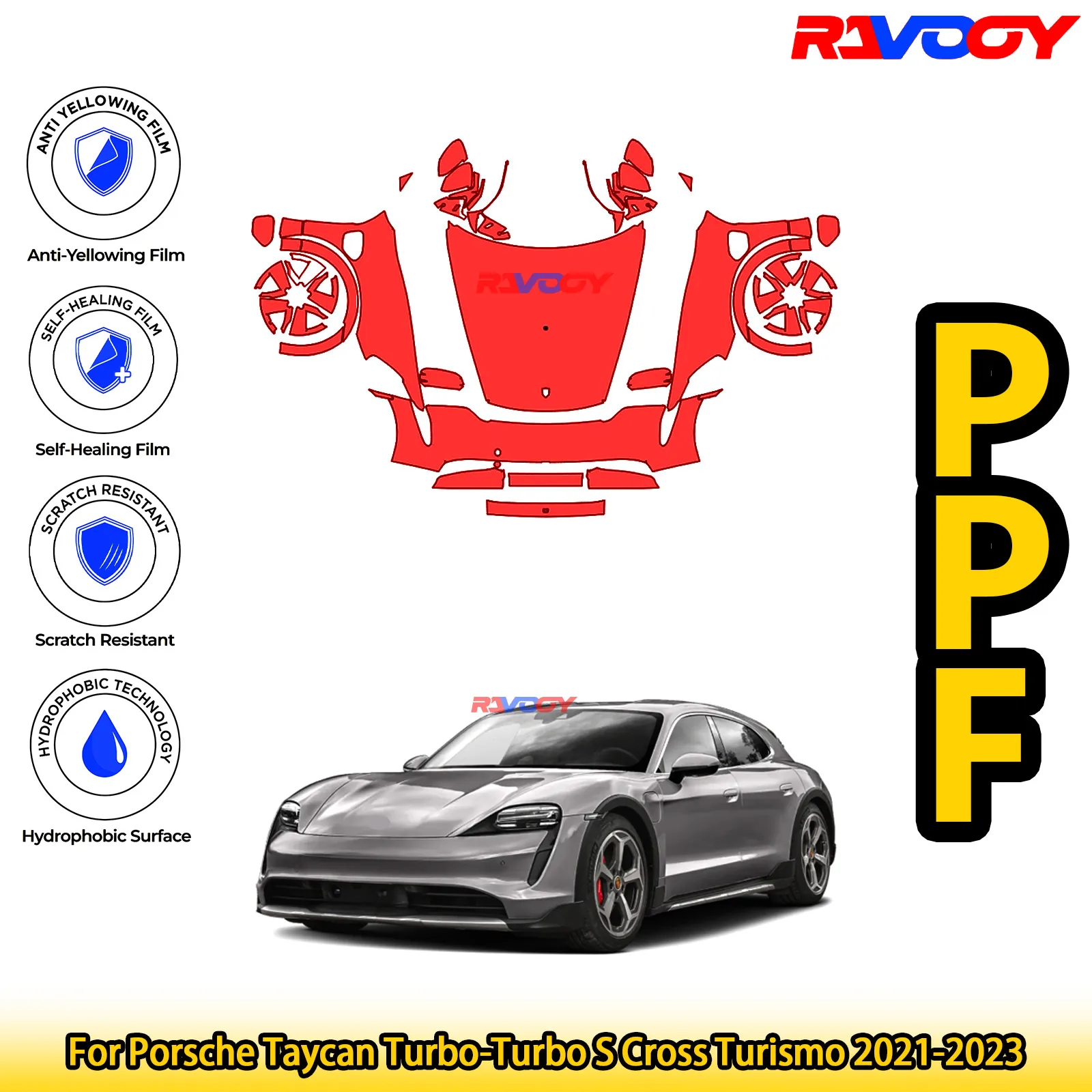 For Porsche Taycan Turbo-Turbo S Cross Turismo 2021-2023 Glossy Matte Black Precut front PPF Kit Paint Protection Film
For Porsche Taycan Turbo-Turbo S Cross Turismo 2021-2023 Glossy Matte Black Precut front PPF Kit Paint Protection Film