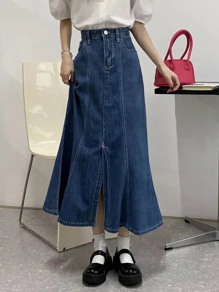 Fashion Women Mid-long Denim Skirts Spring Summer Oversized High Waist Slit Mermaid Jean Skirt Korean Female Slim Skirts
Fashion Women Mid-long Denim Skirts Spring Summer Oversized High Waist Slit Mermaid Jean Skirt Korean Female Slim Skirts
