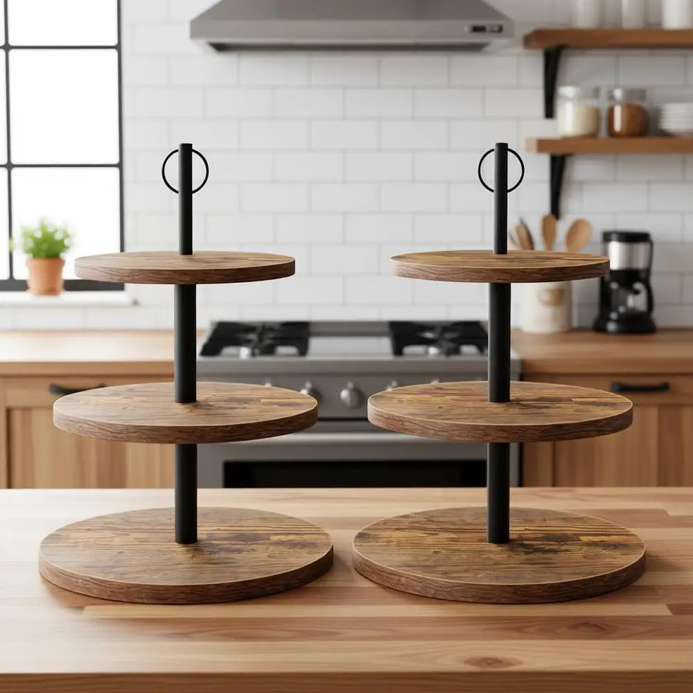 Деревянная 3-ярусная подставка для кексов в деревенском стиле - многоуровневый поднос для свадьбы, дня рождения или детского праздника (набор из 2 штук)
Деревянная 3-ярусная подставка для кексов в деревенском стиле - многоуровневый поднос для свадьбы, дня рождения или детского праздника (набор из 2 штук)