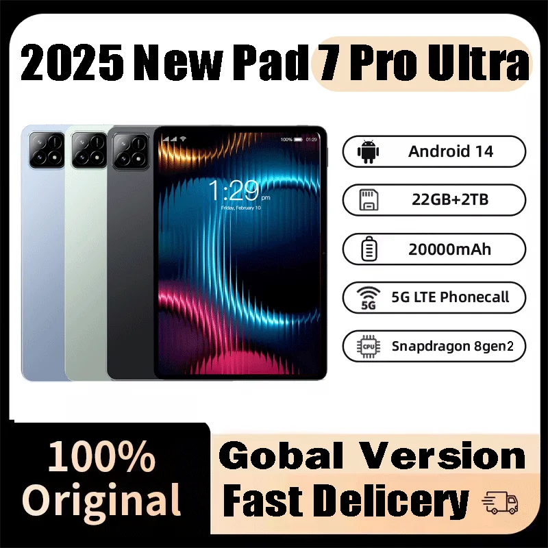 2025 New Original Global Edition Tablet PC Pad 7 Pro Ultra Snapdragon 8gen2 Android 14 HD 4K 22GB + 2TB Dual SIM 5G WIFI Tab PC
2025 New Original Global Edition Tablet PC Pad 7 Pro Ultra Snapdragon 8gen2 Android 14 HD 4K 22GB + 2TB Dual SIM 5G WIFI Tab PC