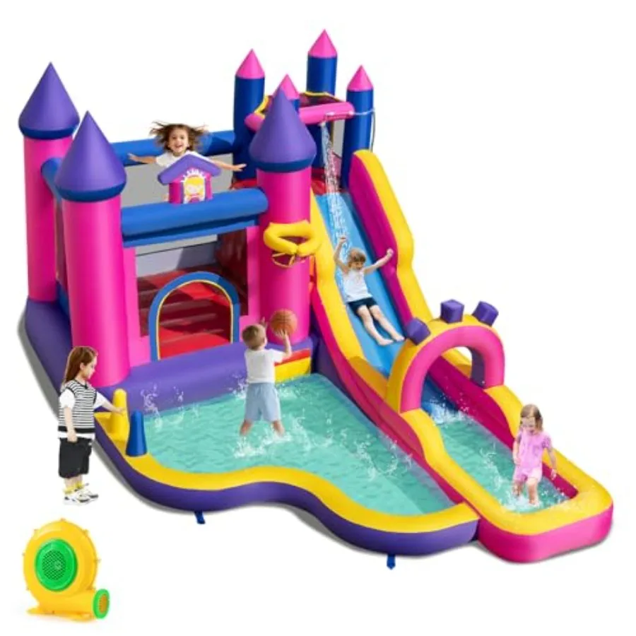 Inflatable Water Slide Princess Water Park Bouncy Castle Combo with Long Slide Splash Pool Basketball Hoop Outdoor Blow Up Boun
Inflatable Water Slide Princess Water Park Bouncy Castle Combo with Long Slide Splash Pool Basketball Hoop Outdoor Blow Up Boun