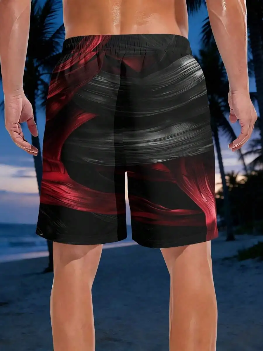 Mens Beach Shorts Red And Black Abstract Geometric Print Summer Swim Trunks
Mens Beach Shorts Red And Black Abstract Geometric Print Summer Swim Trunks