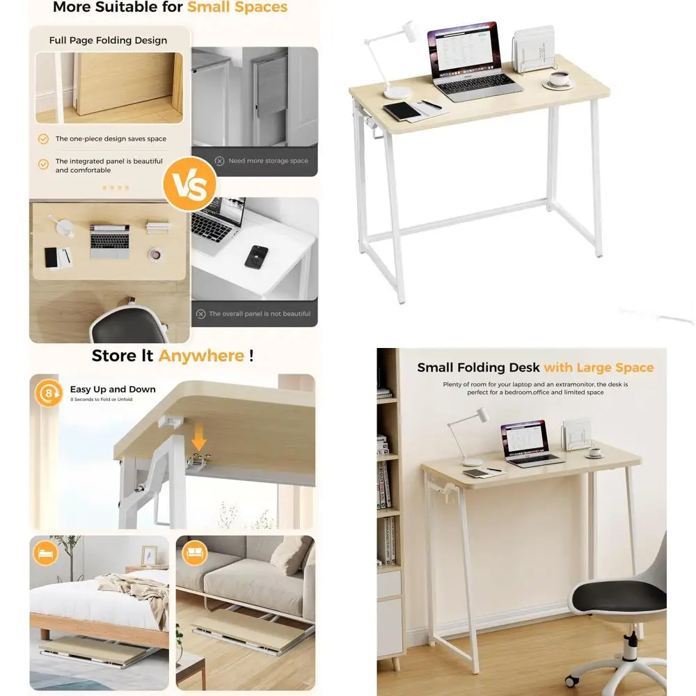 Compact Foldable Desk for Tight Spaces: 31.5 Oak Writing Desk for Home Office and Study
Compact Foldable Desk for Tight Spaces: 31.5 Oak Writing Desk for Home Office and Study