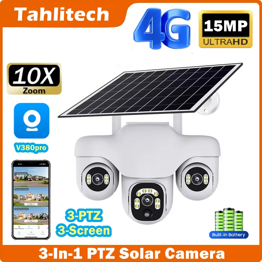 Solar Camera 3 in 1 PTZ Wireless Solaire Powered CCTV IP Cameras 4G Outdoor Security Protection for Home 15MP 8K HD Night Vision
Solar Camera 3 in 1 PTZ Wireless Solaire Powered CCTV IP Cameras 4G Outdoor Security Protection for Home 15MP 8K HD Night Vision