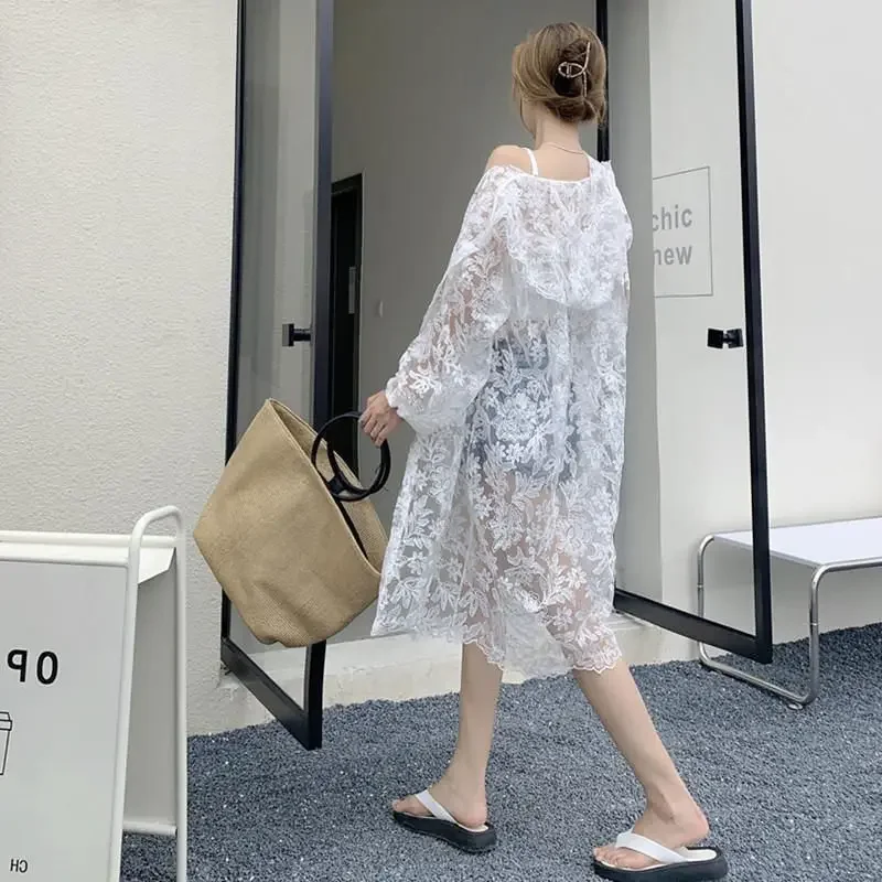 White Lace Cardigan Trench Coat Hooded Jackets Spring Summer Coats Korean Fashion High-end Luxury Designer Clothing New
White Lace Cardigan Trench Coat Hooded Jackets Spring Summer Coats Korean Fashion High-end Luxury Designer Clothing New
