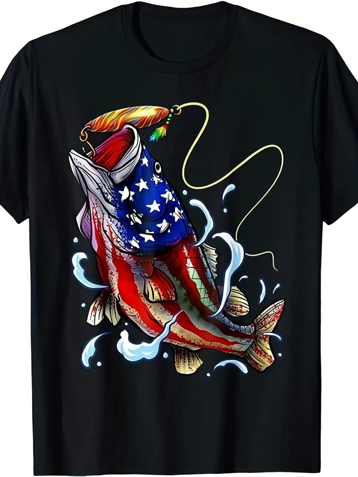 Men'S Patriotic Bass Fishing American Flag T-Shirt - Funny Jumping Fish & Fishin
Men'S Patriotic Bass Fishing American Flag T-Shirt - Funny Jumping Fish & Fishin