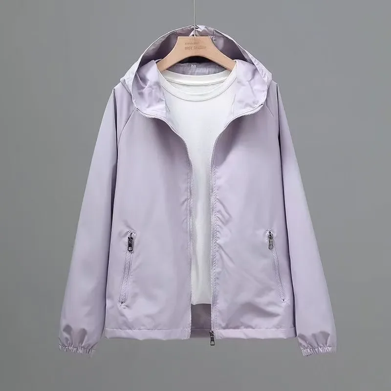 Women's Lightweight Hooded Windbreaker Jacket Casual Loose Zip Up Outdoor Coat In Lilac
Women's Lightweight Hooded Windbreaker Jacket Casual Loose Zip Up Outdoor Coat In Lilac