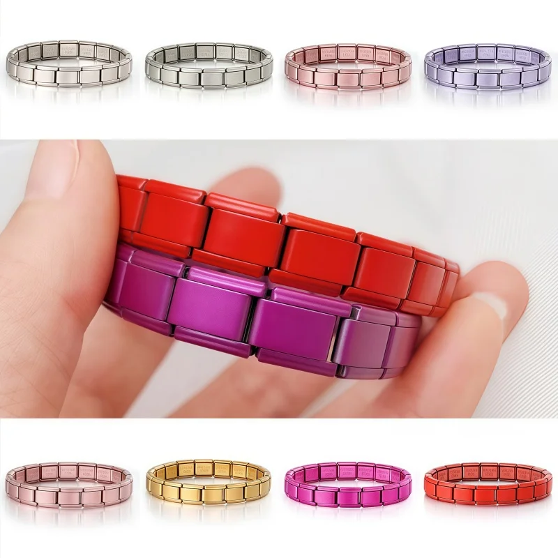 New Fashion Color Women's Matte Italian Charm Module Bracelet 9mm Width Elastic Stainless Steel Bangle DIY Jewelry Wholesale
New Fashion Color Women's Matte Italian Charm Module Bracelet 9mm Width Elastic Stainless Steel Bangle DIY Jewelry Wholesale