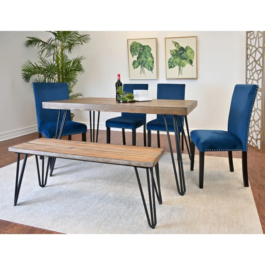 Ashzo 6Piece Dining Set Hairpin Dining Table with 4 Chairs and Bench 3 Color Options
Ashzo 6Piece Dining Set Hairpin Dining Table with 4 Chairs and Bench 3 Color Options