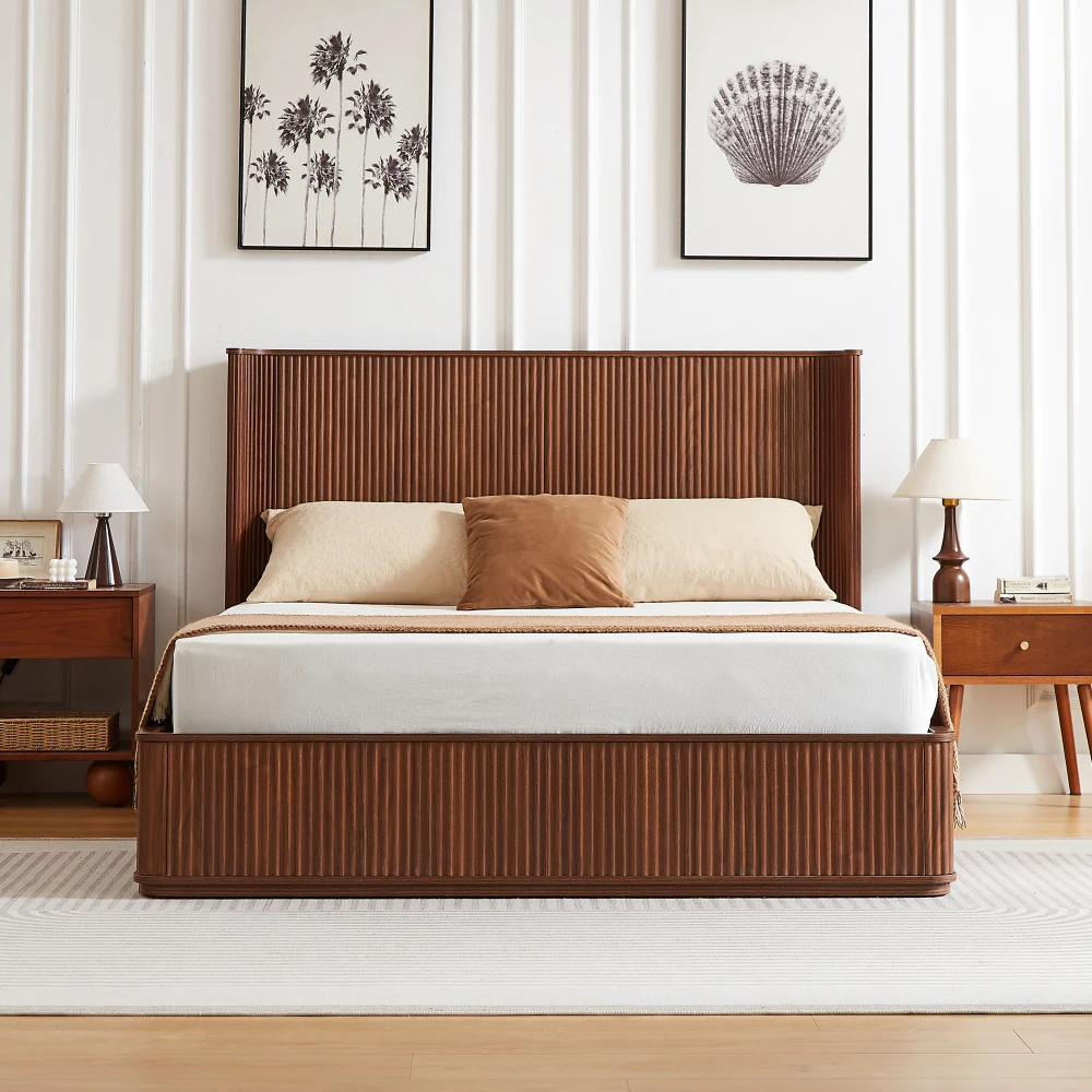 Walnut Corrugated Headboard Bed Frame,44" Queen,Modern Minimalist,Easy Assembly,No Box Spring
Walnut Corrugated Headboard Bed Frame,44" Queen,Modern Minimalist,Easy Assembly,No Box Spring