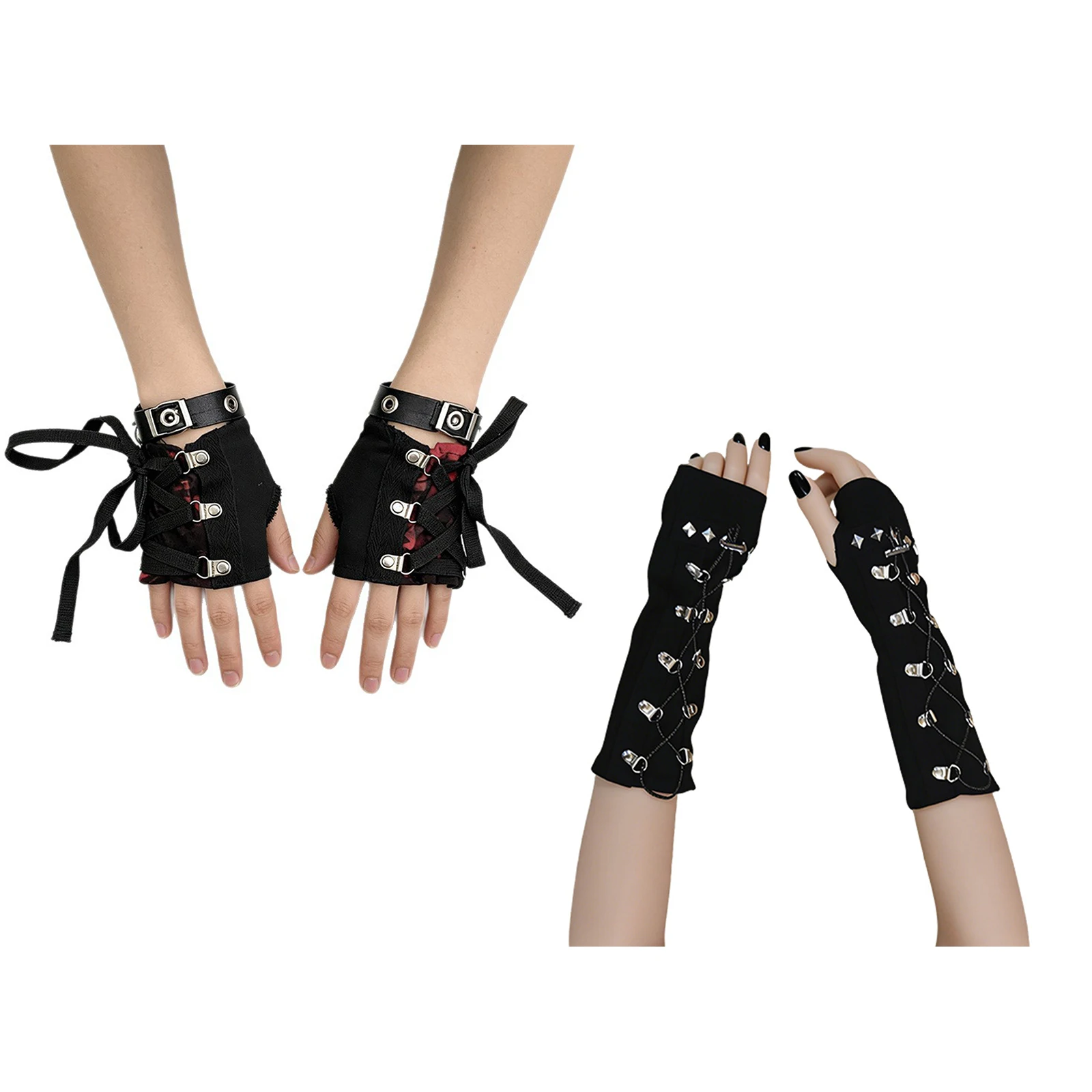 Men Women Hip Hop Punk Lace-up Gloves Buckles Thumbholes Fingerless Wristband Sleeves for Halloween Carnivals Theme Party
Men Women Hip Hop Punk Lace-up Gloves Buckles Thumbholes Fingerless Wristband Sleeves for Halloween Carnivals Theme Party