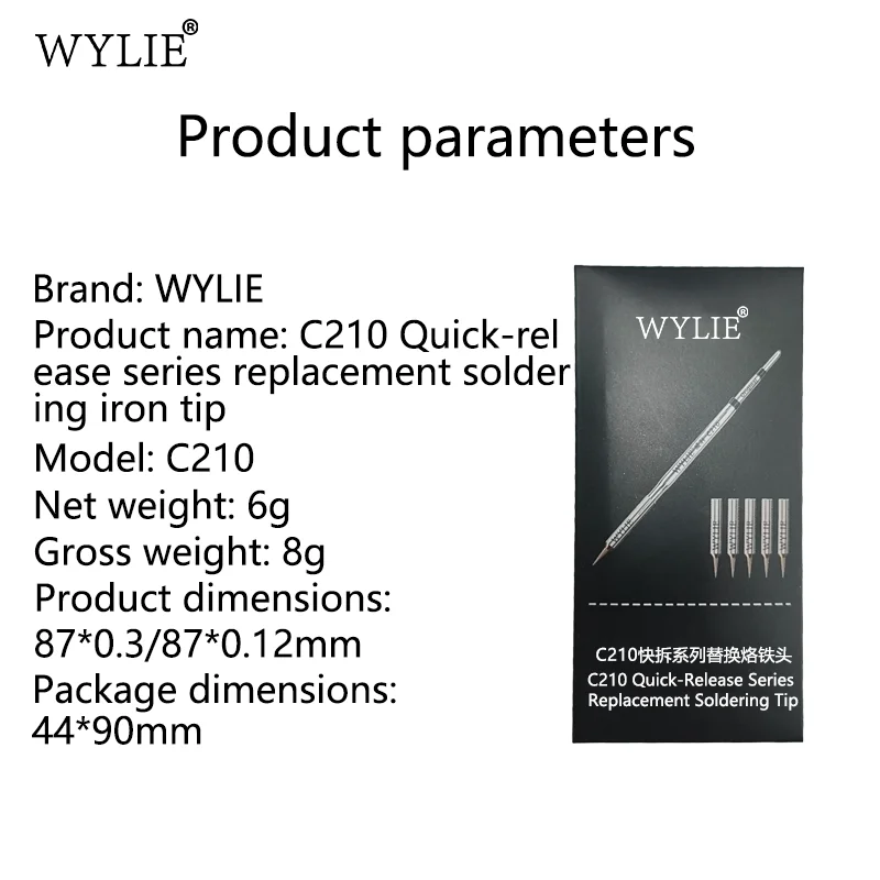 WYLIE C210 Quick Release Series Replacement Soldering Iron Tip Heating Core&6 Flying Wire Replacement Heads Professional Repairs
WYLIE C210 Quick Release Series Replacement Soldering Iron Tip Heating Core&6 Flying Wire Replacement Heads Professional Repairs