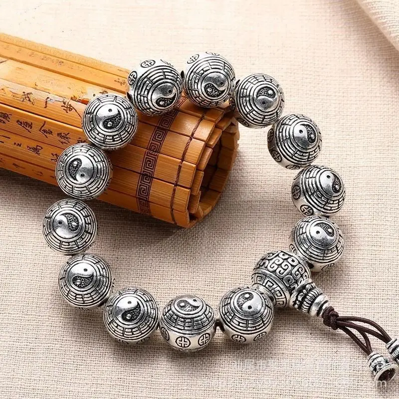 Премиальный браслет Bagua Tai Chi с посеребренным покрытием в стиле ретро, благоприятное облако, унисекс, четки, ручная работа
Премиальный браслет Bagua Tai Chi с посеребренным покрытием в стиле ретро, благоприятное облако, унисекс, четки, ручная работа