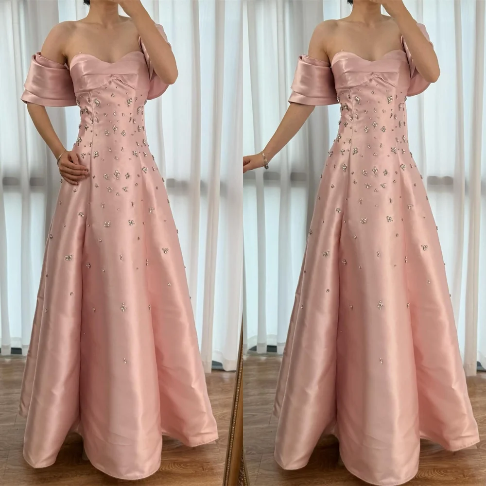 Customized Exquisite Champagne Satin Evening Dress Classic Strapless Off the Shoulder Short Sleeves Zipper Back Homecoming Dress
Customized Exquisite Champagne Satin Evening Dress Classic Strapless Off the Shoulder Short Sleeves Zipper Back Homecoming Dress