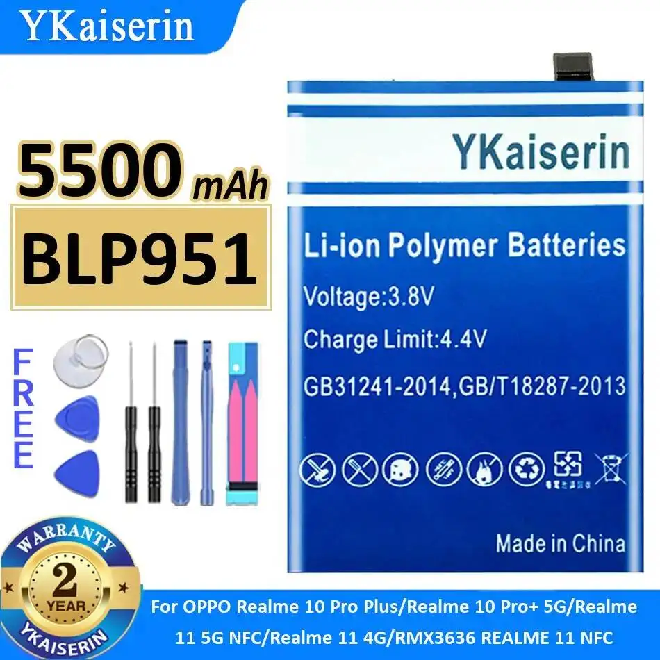 Battery BLP951 5500mAh For Oppo Realme 10 Pro Plus for Realme 10 Pro+ 5G for Realme 11 5G for Realme 11 4G RMX3636 for Realme 11
Battery BLP951 5500mAh For Oppo Realme 10 Pro Plus for Realme 10 Pro+ 5G for Realme 11 5G for Realme 11 4G RMX3636 for Realme 11