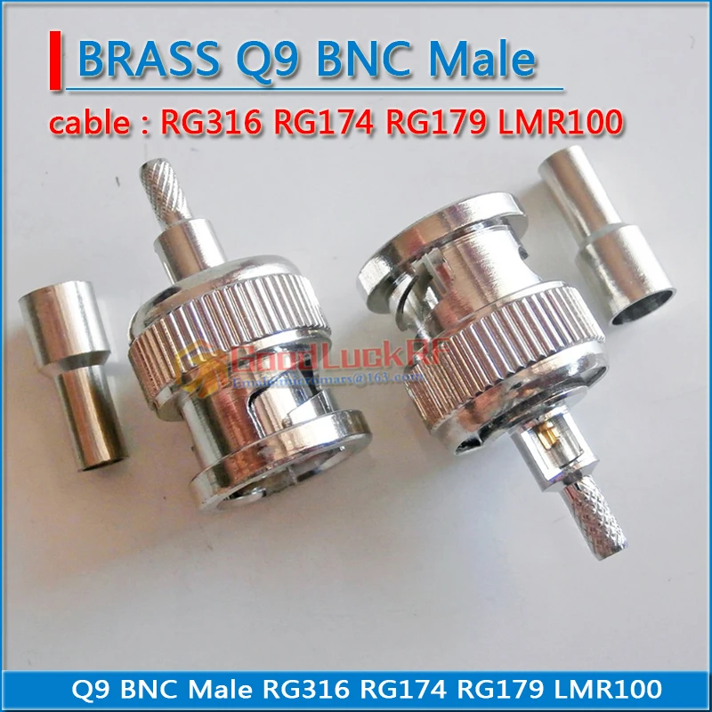 RF Q9 BNC Connector BNC Male plug Window Crimp For RG316 RG174 RG179 LMR100 Cable Straight Nickel Plated Brass Adapters
RF Q9 BNC Connector BNC Male plug Window Crimp For RG316 RG174 RG179 LMR100 Cable Straight Nickel Plated Brass Adapters