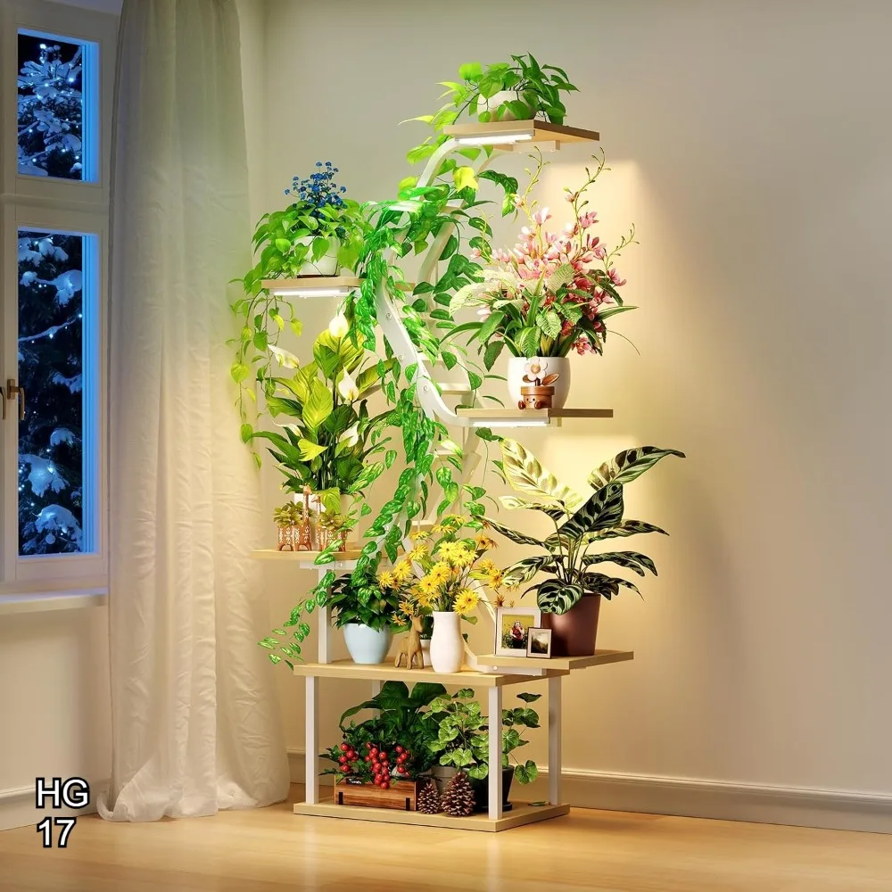 7-Tier 65" Tall Plant Stand with Grow Lights for Indoor Corner, Living Room, Bedroom - White
7-Tier 65" Tall Plant Stand with Grow Lights for Indoor Corner, Living Room, Bedroom - White