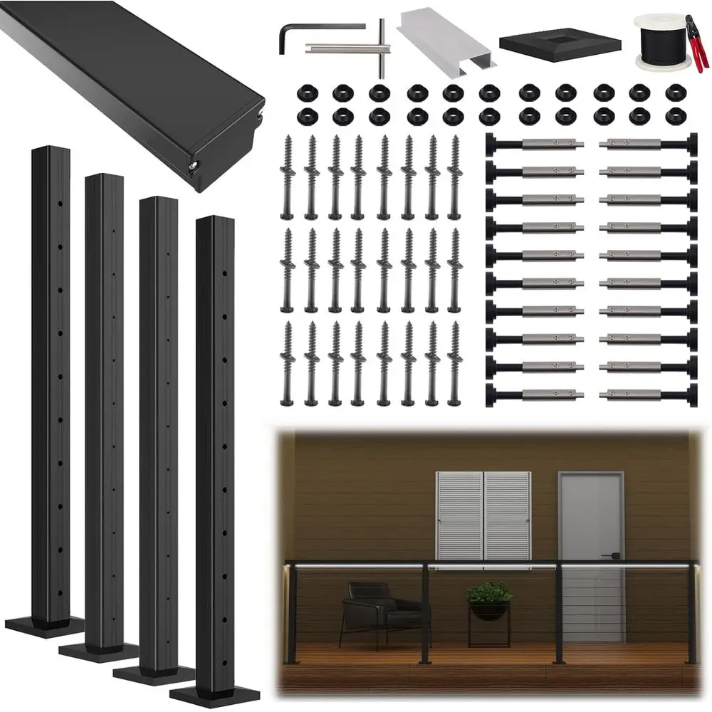 36 36-дюймовый комплект для наружных/внутренних светодиодных кабельных перил с черными стойками и поручнем
36 36-дюймовый комплект для наружных/внутренних светодиодных кабельных перил с черными стойками и поручнем