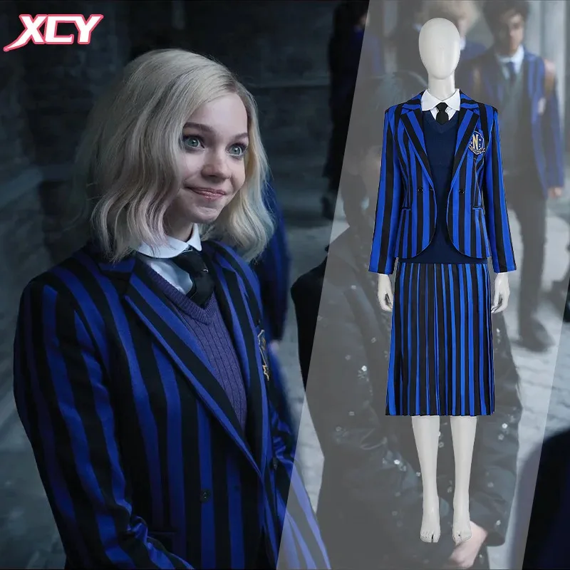 Wednesday Addams Cosplay Costume Wednesday School Uniforms Nevermore Academy Purple and Blue School Clothes Halloween Costumes
Wednesday Addams Cosplay Costume Wednesday School Uniforms Nevermore Academy Purple and Blue School Clothes Halloween Costumes