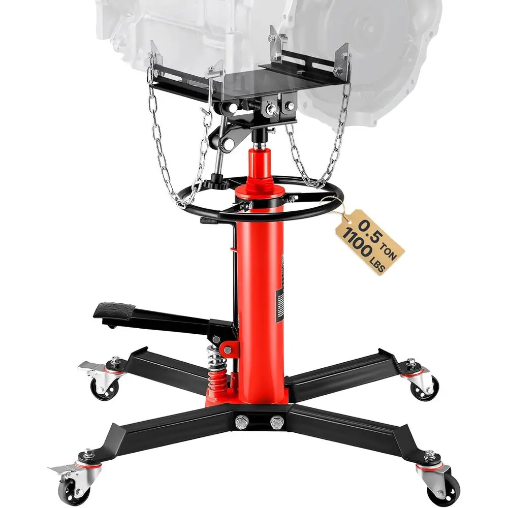 2-Stage 1/2 Ton Hydraulic Jack with 360 Swivel Wheel and Foot Pedal, 33.5-67 Inch Lift Range, Red
2-Stage 1/2 Ton Hydraulic Jack with 360 Swivel Wheel and Foot Pedal, 33.5-67 Inch Lift Range, Red