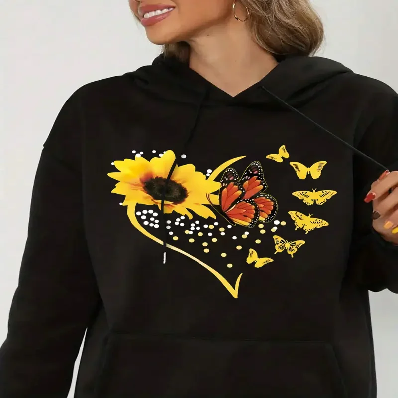 Sunflower Print Drawstring Casual Long Sleeve Hoodie With Kangaroo Pocket Sweatshirt Comfortable Womens Graphic Streetwear
Sunflower Print Drawstring Casual Long Sleeve Hoodie With Kangaroo Pocket Sweatshirt Comfortable Womens Graphic Streetwear