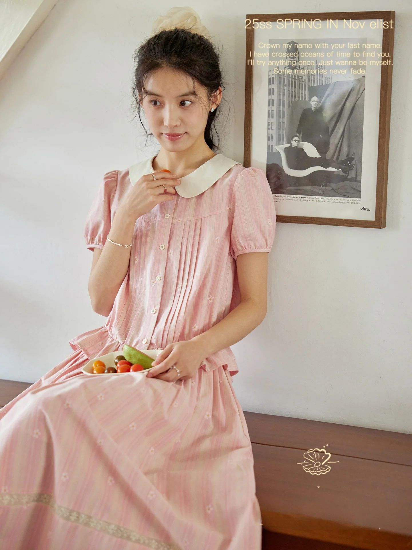 Nov Et Doll Collar Tu Pleat Texture irt f Skirt Two Piece Set Pink Girl Suit Cotton Bubble Sve Striped Button up
Nov Et Doll Collar Tu Pleat Texture irt f Skirt Two Piece Set Pink Girl Suit Cotton Bubble Sve Striped Button up