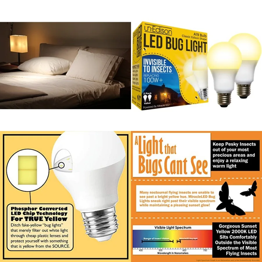 A19 LED Bug Light - Replaces 100W - Yellow Spectrum E26 Medium Outdoor Bulb for Porch Patio and Deck - Upgrade Your Old Painted
A19 LED Bug Light - Replaces 100W - Yellow Spectrum E26 Medium Outdoor Bulb for Porch Patio and Deck - Upgrade Your Old Painted