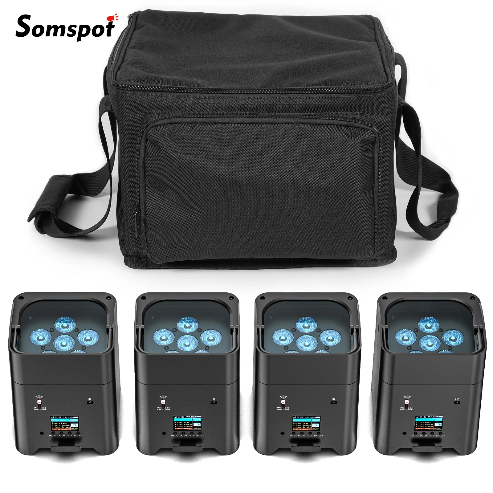 Somspot 4PCS 6*18W RGBWA+UV Par Light with Bag Remote Control Wash Wall Light LED Battery Light Stage Lights For Concert Party
Somspot 4PCS 6*18W RGBWA+UV Par Light with Bag Remote Control Wash Wall Light LED Battery Light Stage Lights For Concert Party