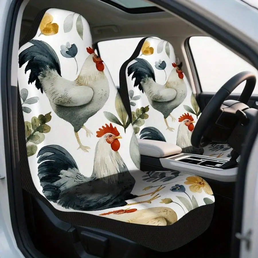 2pcs Universal Car Seat Covers With Chicken And Floral Pattern For Front Seats
2pcs Universal Car Seat Covers With Chicken And Floral Pattern For Front Seats