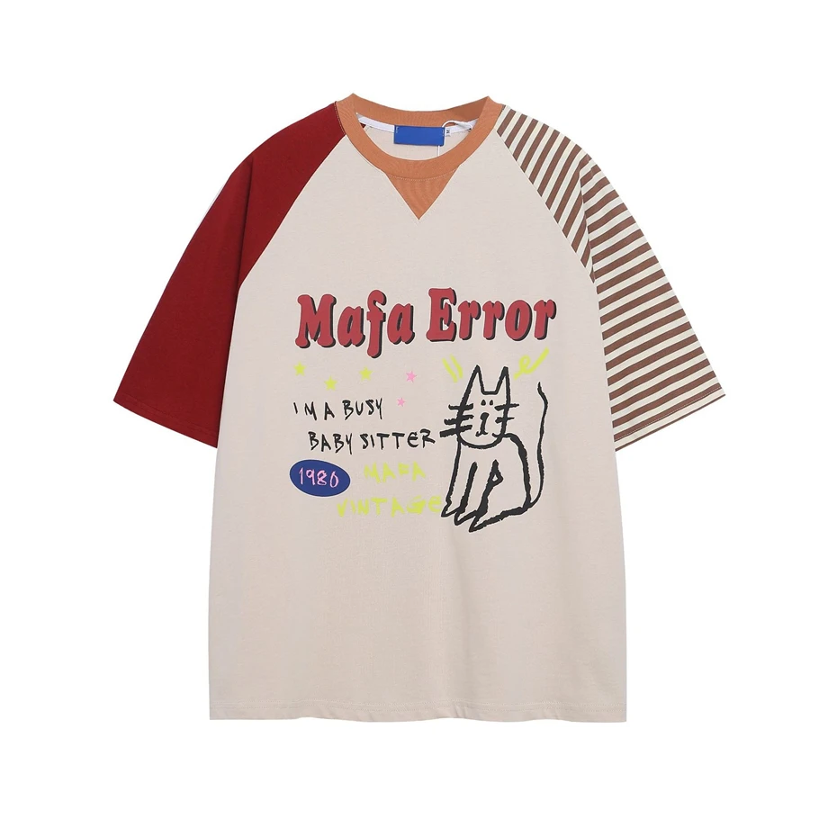Vintage Cat Print TShirt Men Streetwear Harajuku Patchwork Casual Tees Tops Summer Oversized Cotton Short Sleeve T-Shirts Mens
Vintage Cat Print TShirt Men Streetwear Harajuku Patchwork Casual Tees Tops Summer Oversized Cotton Short Sleeve T-Shirts Mens