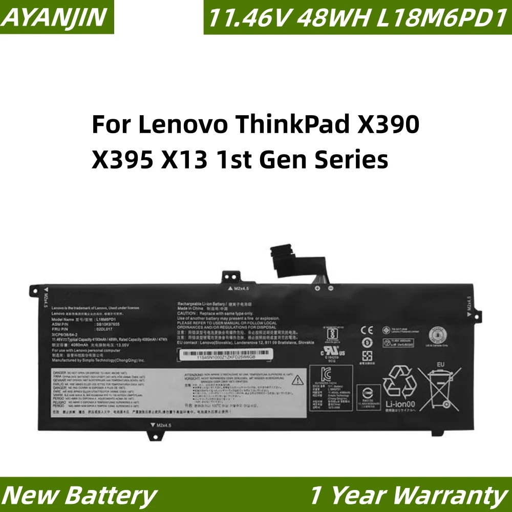 48WH L18M6PD1 L18M6PD2 L18D6PD1 Battery For Lenovo ThinkPad X13 Yoga X390 X395 L18L6PD1 L18C6PD2 02DL017 02DL019 02DL018 4190mAh
48WH L18M6PD1 L18M6PD2 L18D6PD1 Battery For Lenovo ThinkPad X13 Yoga X390 X395 L18L6PD1 L18C6PD2 02DL017 02DL019 02DL018 4190mAh